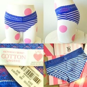 Victoria's Secret Vintage Cotton Lingerie Low Rise Hiphugger Stripe Panty NWT